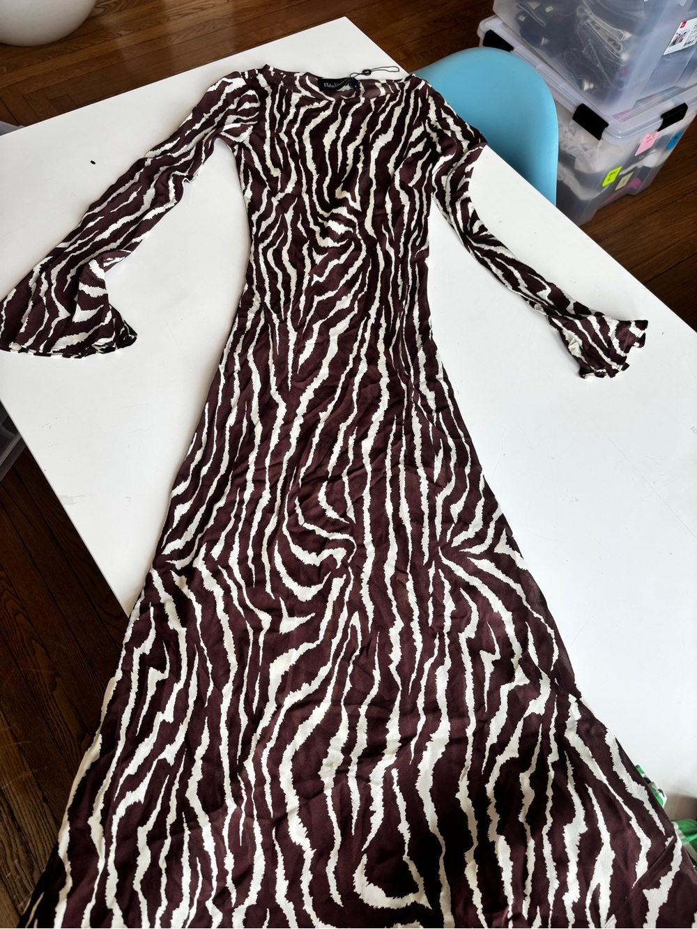 Realisation Par The Gia in Animal Brown and White Zebra Print Maxi Dress